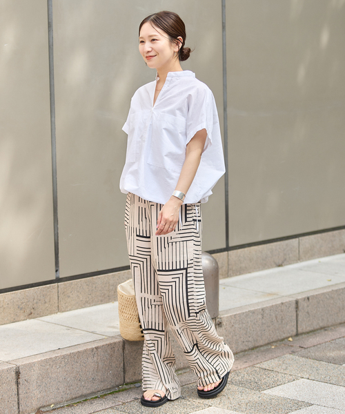 JOURNAL STANDARD(ジャーナルスタンダード)の「《追加2》ハードマンズリネンコットンフレンチスリーブスキッパーシャツ(シャツ/ブラウス・レディース・ネイビー/ホワイト/ブラック系その他・FREE)」の6枚目の写真