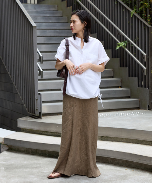 JOURNAL STANDARD(ジャーナルスタンダード)の「《追加2》ハードマンズリネンコットンフレンチスリーブスキッパーシャツ(シャツ/ブラウス・レディース・ネイビー/ホワイト/ブラック系その他・FREE)」の8枚目の写真