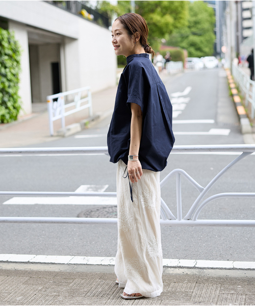 JOURNAL STANDARD(ジャーナルスタンダード)の「《追加2》ハードマンズリネンコットンフレンチスリーブスキッパーシャツ(シャツ/ブラウス・レディース・ネイビー/ホワイト/ブラック系その他・FREE)」の9枚目の写真