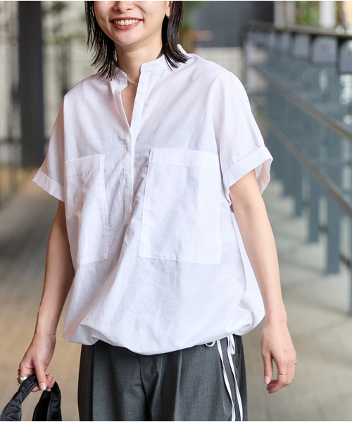 JOURNAL STANDARD(ジャーナルスタンダード)の「《追加2》ハードマンズリネンコットンフレンチスリーブスキッパーシャツ(シャツ/ブラウス・レディース・ネイビー/ホワイト/ブラック系その他・FREE)」の18枚目の写真
