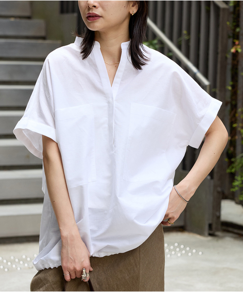 JOURNAL STANDARD(ジャーナルスタンダード)の「《追加2》ハードマンズリネンコットンフレンチスリーブスキッパーシャツ(シャツ/ブラウス・レディース・ネイビー/ホワイト/ブラック系その他・FREE)」の11枚目の写真