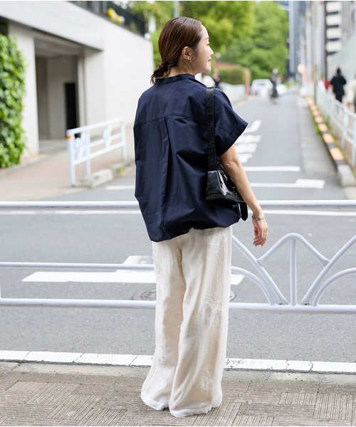 JOURNAL STANDARD(ジャーナルスタンダード)の「《追加2》ハードマンズリネンコットンフレンチスリーブスキッパーシャツ(シャツ/ブラウス・レディース・ネイビー/ホワイト/ブラック系その他・FREE)」の9枚目の写真
