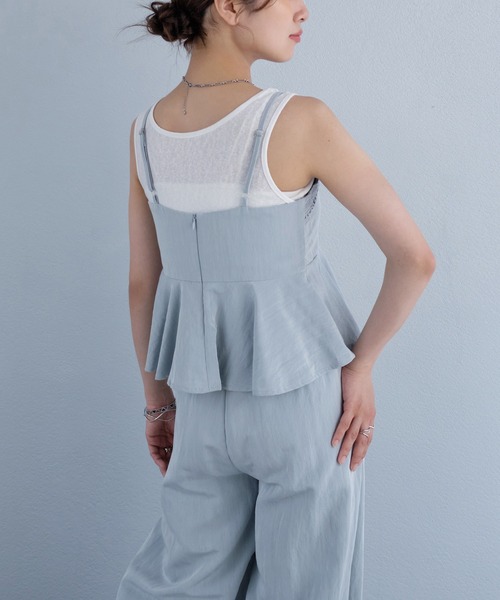 murea(ミュレア)の「レースデザインペプラムキャミソールビスチェ+リラックスパンツset(セットアップ・レディース・インディゴブルー/ライトブルー・M/S)」の12枚目の写真