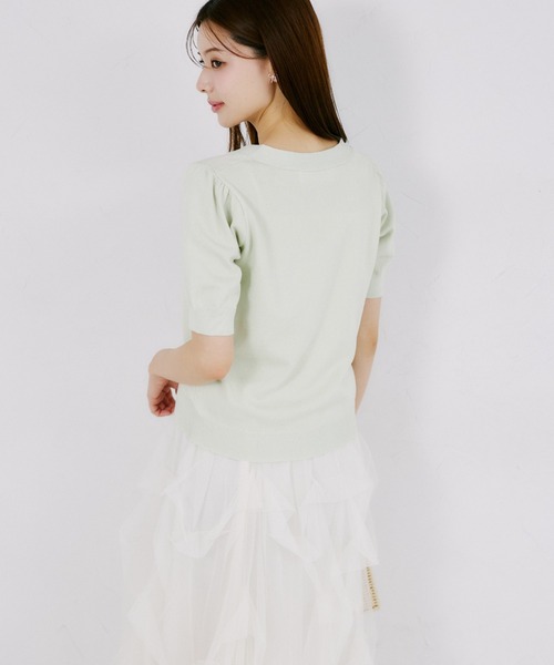 tocco closet（トッコ　クローゼット）の「【ZOZO限定】UVカット＆接触冷感ビジュー装飾半袖カーディガン（ニット/セーター・レディース・ミント/ネイビー/サックスブルー/オフホワイト・M）」の14枚目の写真
