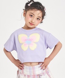 ANAP kids（アナップキッズ）の「バタフライ グラデーション プリント クロップドTシャツ（Tシャツ/カットソー）」