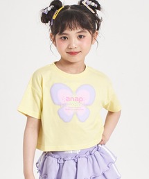 ANAP kids（アナップキッズ）の「バタフライ グラデーション プリント クロップドTシャツ（Tシャツ/カットソー）」