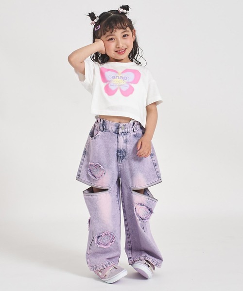 ANAP kids(アナップキッズ)の「バタフライ グラデーション プリント クロップドTシャツ(Tシャツ/カットソー・キッズ・ホワイト/ライトイエロー/ラベンダー・120/110/130)」の10枚目の写真