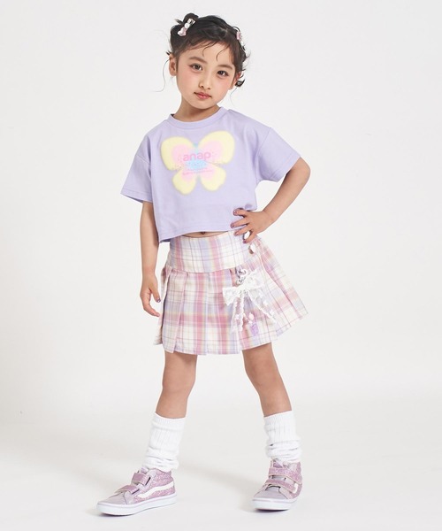 ANAP kids(アナップキッズ)の「バタフライ グラデーション プリント クロップドTシャツ(Tシャツ/カットソー・キッズ・ホワイト/ライトイエロー/ラベンダー・120/110/130)」の15枚目の写真