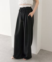 【レイヤード風デザイン/3色展開】レースダブルベルトパンツ