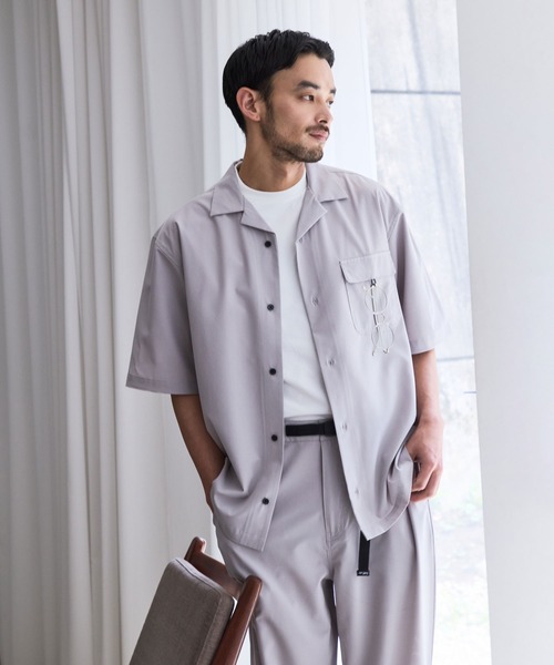 le cercle ADAM ET ROPE'(ルセルクルアダムエロペ)の「ロフトエアハーフスリーブシャツ/セットアップ対応/接触冷感/UVケア(シャツ/ブラウス・メンズ・ブラック/ネイビー/ライトグレー/ダークブラウン・LL/M/S/L)」の19枚目の写真