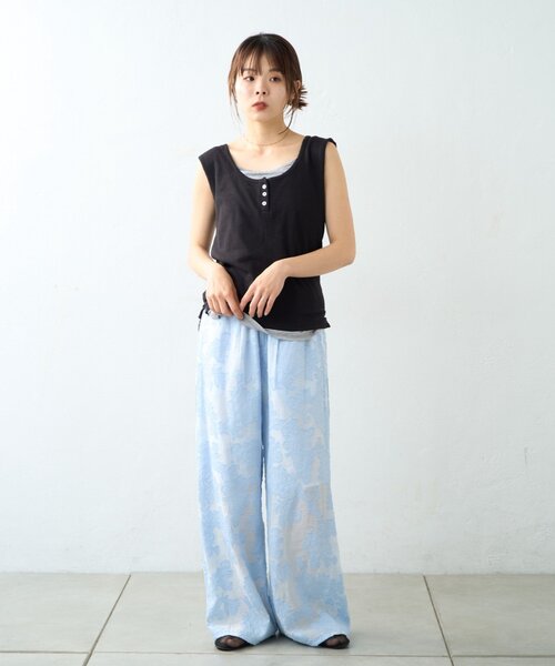 WILLOW(ウィロー)の「【willow】カットジャガードイージーパンツ(その他パンツ・レディース・イエロー/サックスブルー・ONE SIZE)」の3枚目の写真