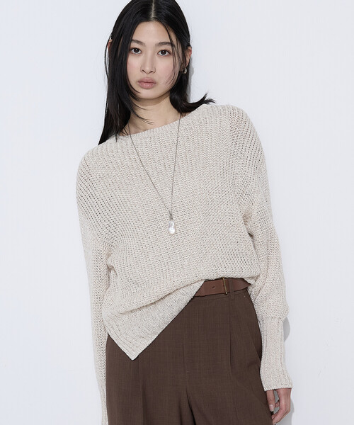 COMME CA(コムサ)の「〔 TALLサイズ 〕 和紙混杢ニット プルオーバー(ニット/セーター・レディース・ベージュ系その他/ネイビー・15号)」の2枚目の写真