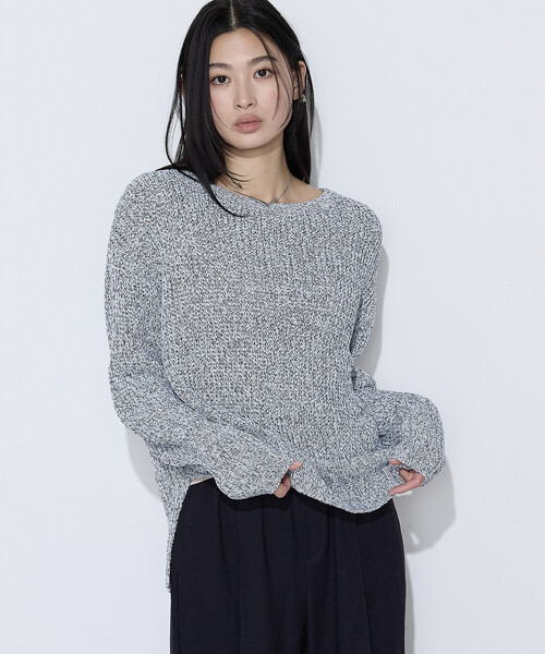 COMME CA(コムサ)の「〔 TALLサイズ 〕 和紙混杢ニット プルオーバー(ニット/セーター・レディース・ベージュ系その他/ネイビー・15号)」の1枚目の写真