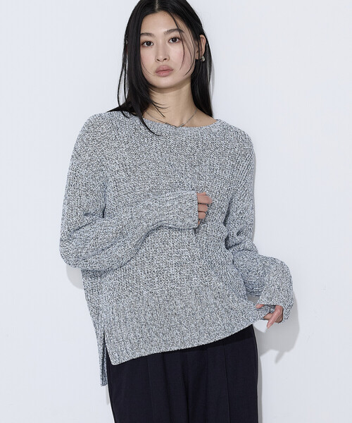 COMME CA(コムサ)の「〔 TALLサイズ 〕 和紙混杢ニット プルオーバー(ニット/セーター・レディース・ベージュ系その他/ネイビー・15号)」の5枚目の写真