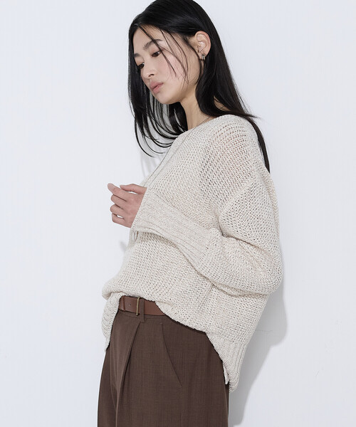 COMME CA(コムサ)の「〔 TALLサイズ 〕 和紙混杢ニット プルオーバー(ニット/セーター・レディース・ベージュ系その他/ネイビー・15号)」の13枚目の写真