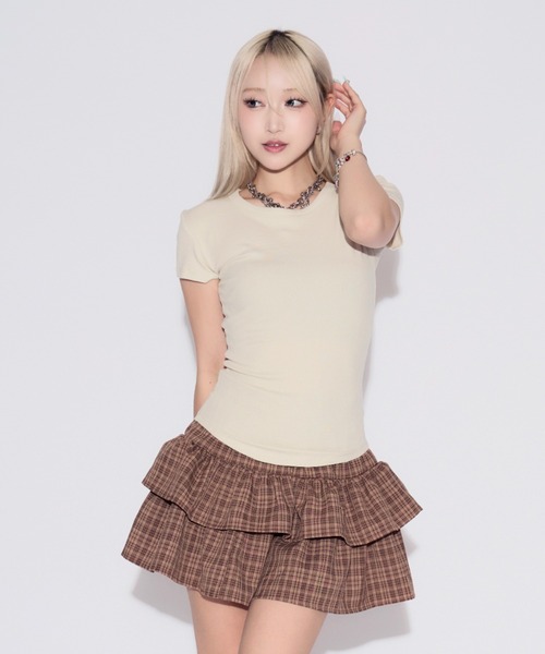tinkerend(ティンカーエンド)の「Compact Mini T-shirt / コンパクトミニTシャツ(Tシャツ/カットソー・レディース・ホワイト/ブラック/グレー/オフホワイト/ホワイト系その他/ブラック系その他/グレー系その他/ベビーピンク/ピンク系その他/ホワイト系その他2・FREE)」の2枚目の写真