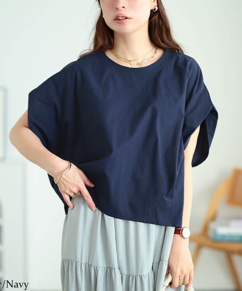 GOLDJAPAN（ゴールドジャパン）の「裾タックドルマンプルオーバー【大きいサイズ対応】（Tシャツ/カットソー・レディース・ネイビー/グレー/オフホワイト/ブラック・4L～5L/LL～3L）」の4枚目の写真