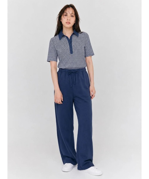 BLUE×PALANG（ブルーパラン）の「HYBRID DENIM POLO（Tシャツ/カットソー・レディース・ネイビー/ライトブルー・FREE）」の9枚目の写真