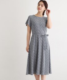 【接触冷感/洗える】スウィート アリッサム柄スムースワンピース