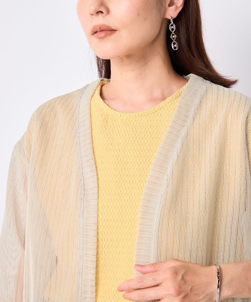 GALLORIA(ギャローリア)の「シアーストライプカーディガン(Tシャツ/カットソー・レディース・ブラウン/ベージュ・M/L/LL/S)」の9枚目の写真
