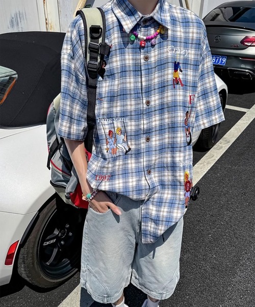 WESTBOY(ウエストボーイ)の「Y2K 刺繍チェック柄シャツ WO26W1TP11(シャツ/ブラウス・メンズ・ブルー/ピンク・XL/L)」の7枚目の写真