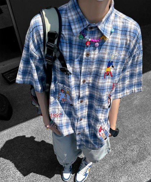 WESTBOY(ウエストボーイ)の「Y2K 刺繍チェック柄シャツ WO26W1TP11(シャツ/ブラウス・メンズ・ブルー/ピンク・XL/L)」の8枚目の写真