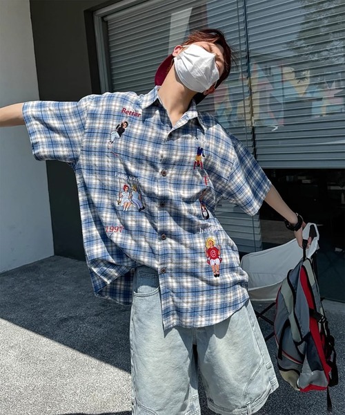 WESTBOY(ウエストボーイ)の「Y2K 刺繍チェック柄シャツ WO26W1TP11(シャツ/ブラウス・メンズ・ブルー/ピンク・XL/L)」の9枚目の写真