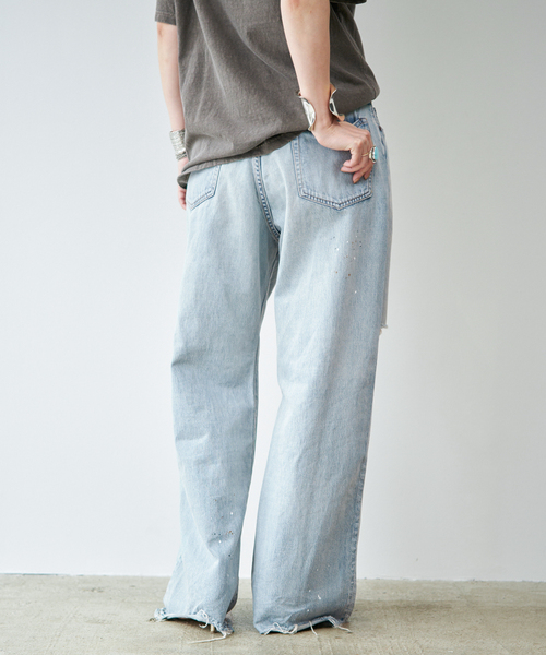Johnbull（ジョンブル）の「【JOHNBULL/ジョンブル】 WIDE DAMAGE PANTS（デニムパンツ・レディース・スカイブルー・38/36/34）」の3枚目の写真
