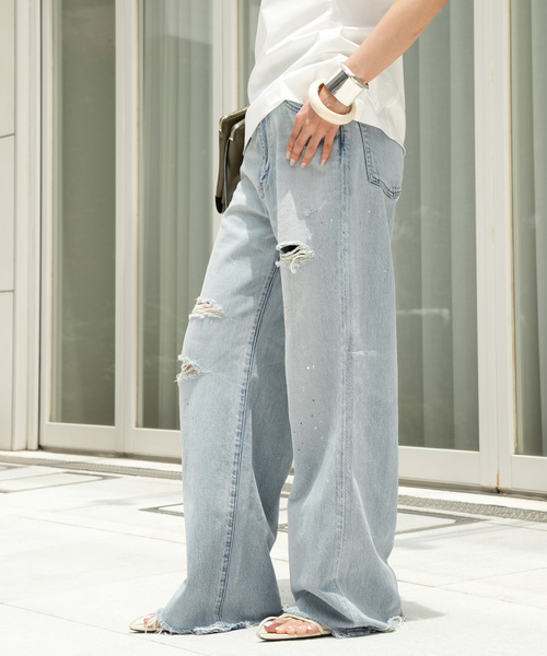 Johnbull（ジョンブル）の「【JOHNBULL/ジョンブル】 WIDE DAMAGE PANTS（デニムパンツ・レディース・スカイブルー・38/36/34）」の14枚目の写真