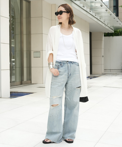 Johnbull（ジョンブル）の「【JOHNBULL/ジョンブル】 WIDE DAMAGE PANTS（デニムパンツ・レディース・スカイブルー・38/36/34）」の17枚目の写真