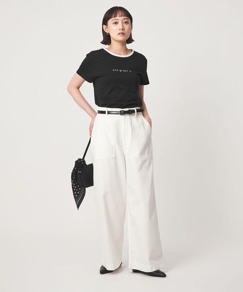 To b. by agnes b.(トゥービーバイアニエスベー)の「<To b. by agnes b.コラボ>ロゴ リンガー Tシャツ(Tシャツ/カットソー・レディース・ブラック/ワインレッド・FREE)」の6枚目の写真