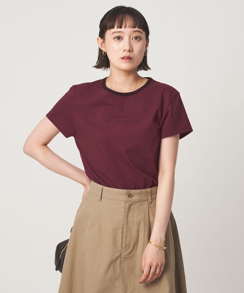 To b. by agnes b.(トゥービーバイアニエスベー)の「<To b. by agnes b.コラボ>ロゴ リンガー Tシャツ(Tシャツ/カットソー・レディース・ブラック/ワインレッド・FREE)」の7枚目の写真