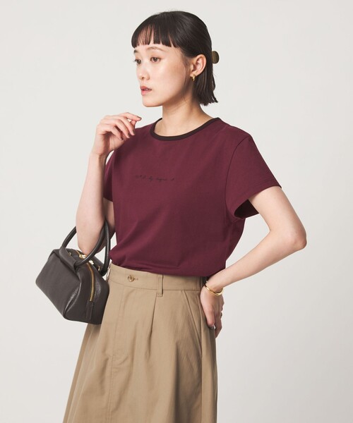 To b. by agnes b.(トゥービーバイアニエスベー)の「<To b. by agnes b.コラボ>ロゴ リンガー Tシャツ(Tシャツ/カットソー・レディース・ブラック/ワインレッド・FREE)」の9枚目の写真