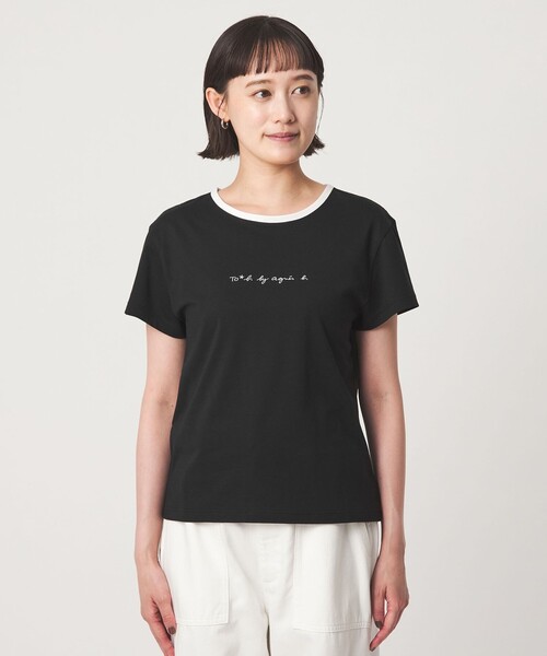 To b. by agnes b.(トゥービーバイアニエスベー)の「<To b. by agnes b.コラボ>ロゴ リンガー Tシャツ(Tシャツ/カットソー・レディース・ブラック/ワインレッド・FREE)」の14枚目の写真