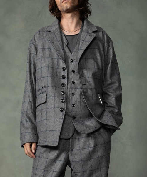 EGO TRIPPING(エゴトリッピング)の「mcg3859-FRENCH GILET windowpane ベスト(616756)(ベスト・メンズ・グレー系その他/ネイビー系・46/48)」の16枚目の写真