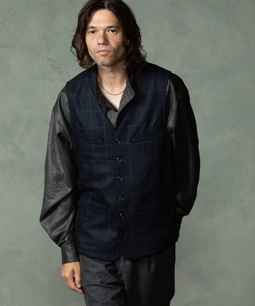 EGO TRIPPING(エゴトリッピング)の「mcg3859-FRENCH GILET windowpane ベスト(616756)(ベスト・メンズ・グレー系その他/ネイビー系・46/48)」の9枚目の写真