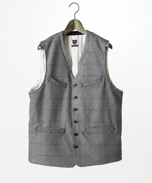EGO TRIPPING(エゴトリッピング)の「mcg3859-FRENCH GILET windowpane ベスト(616756)(ベスト・メンズ・グレー系その他/ネイビー系・46/48)」の11枚目の写真