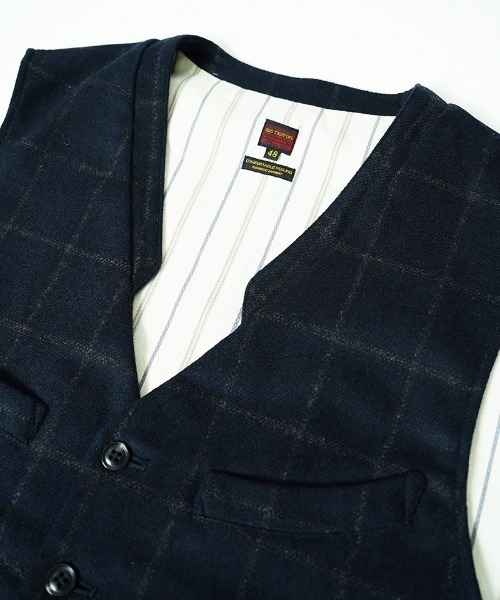 EGO TRIPPING(エゴトリッピング)の「mcg3859-FRENCH GILET windowpane ベスト(616756)(ベスト・メンズ・グレー系その他/ネイビー系・46/48)」の3枚目の写真