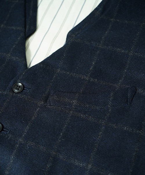 EGO TRIPPING(エゴトリッピング)の「mcg3859-FRENCH GILET windowpane ベスト(616756)(ベスト・メンズ・グレー系その他/ネイビー系・46/48)」の4枚目の写真