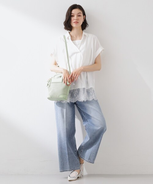 THE SHOP TK (ザ ショップ ティーケー )の「【ひんやり/体型カバー】裾レース切り替え スキッパーシャツ(シャツ/ブラウス・レディース・ブラック/ダークブラウン/オフホワイト・12/13)」の15枚目の写真