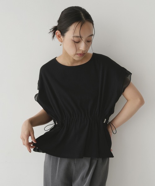 hellam(へラム)の「オーガンジードッキングペプラムTシャツ(シャツ/ブラウス・レディース・ブラック/ホワイト・FREE)」の21枚目の写真