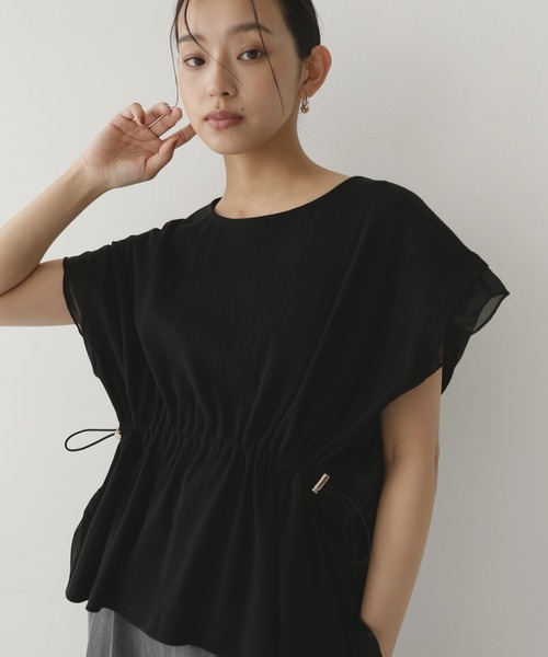 hellam(へラム)の「オーガンジードッキングペプラムTシャツ(シャツ/ブラウス・レディース・ブラック/ホワイト・FREE)」の15枚目の写真