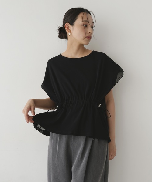 hellam(へラム)の「オーガンジードッキングペプラムTシャツ(シャツ/ブラウス・レディース・ブラック/ホワイト・FREE)」の17枚目の写真