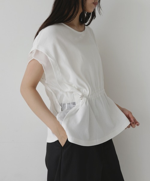hellam(へラム)の「オーガンジードッキングペプラムTシャツ(シャツ/ブラウス・レディース・ブラック/ホワイト・FREE)」の12枚目の写真