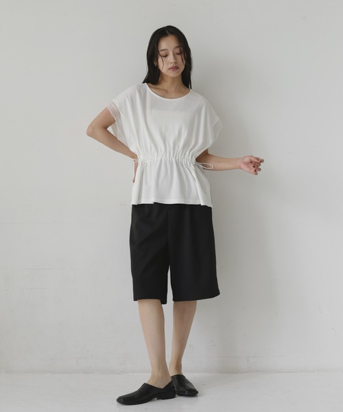 hellam(へラム)の「オーガンジードッキングペプラムTシャツ(シャツ/ブラウス・レディース・ブラック/ホワイト・FREE)」の4枚目の写真