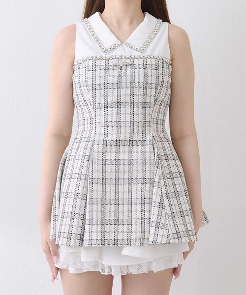 Belle Charme(ベルシャルム)の「【Belle Charme】Jewel Peplum Tops(シャツ/ブラウス・レディース・オフホワイト/ブラック・FREE)」の6枚目の写真