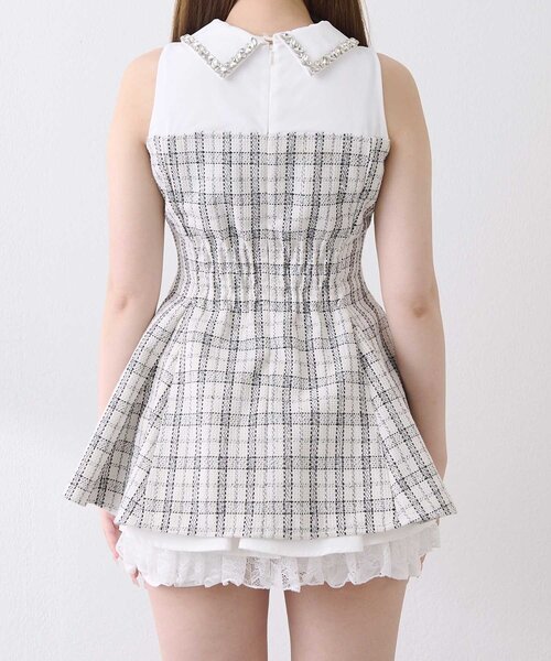 Belle Charme(ベルシャルム)の「【Belle Charme】Jewel Peplum Tops(シャツ/ブラウス・レディース・オフホワイト/ブラック・FREE)」の8枚目の写真
