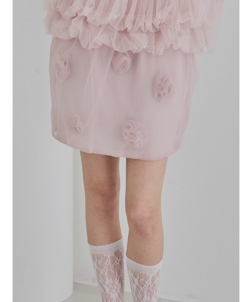 Rose tulle mini skirt / ローズチュールミニスカート（スカート