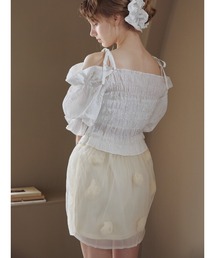 etre loin（エトルワン）の「Rose tulle mini skirt / ローズチュールミニスカート（スカート）」
