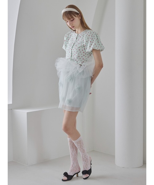 etre loin(エトルワン)の「Rose tulle mini skirt / ローズチュールミニスカート(スカート・レディース・イエロー/ピンク/ミント・M)」の11枚目の写真
